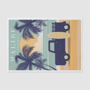 Papel De Seda Vintage Illustration Viagem Malibu California