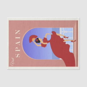 Papel De Seda Vintage Illustration Visite Espanha
