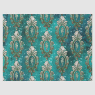 Papel De Seda Vintage incriminou Seacavalos na Decoupage Verde C