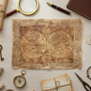 Papel De Seda Vintage industrial do mundo do mapa de Steampunk
