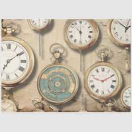 Papel De Seda Vintage Industrial Steampunk Clocks