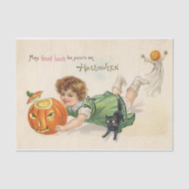 Papel De Seda Vintage Jack O' Lanterna Halloween Boa Sorte
