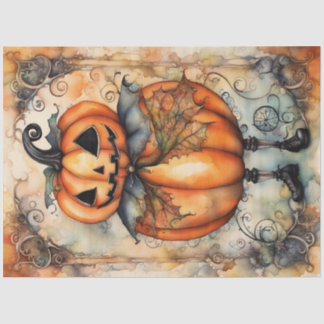 Papel De Seda Vintage Jack O Lanterna Pumpkin Decoupage Paper