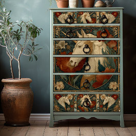 Papel De Seda Vintage Jade Floral William Morris Style Unicorn