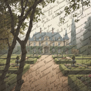 Papel De Seda Vintage Jardins Botânicos Franceses - Letra Script