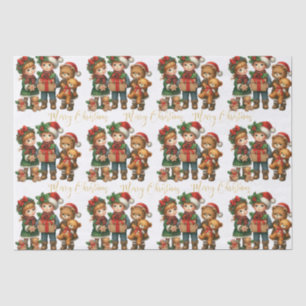 Papel De Seda Vintage Kids presentes no Natal Feliz Natal