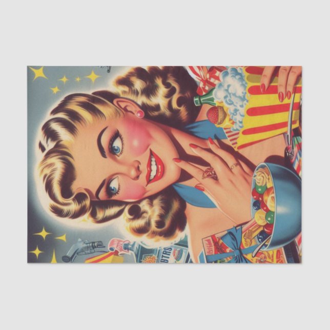 Papel De Seda Vintage Kitsch Girl (Frente )