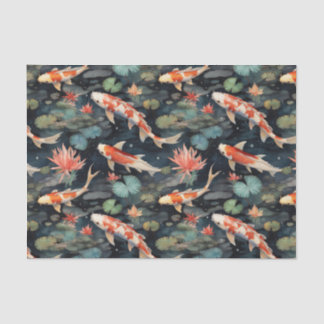 Papel De Seda Vintage Koi Fish Floral Pond Decoupage