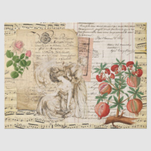 Papel De Seda Vintage Lady French Handletter com partitura