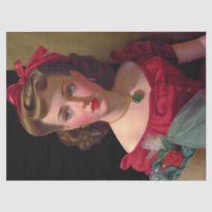 Papel De Seda Vintage Lady No Red Dress Rosa Retro Decoupage