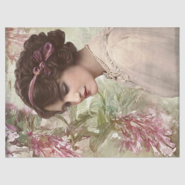 Papel De Seda Vintage Lady Portrait Decoupage (Frente )