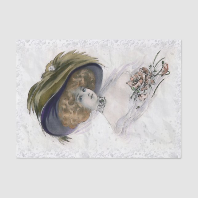 Papel De Seda Vintage Lady Portrait Decoupage (Frente )