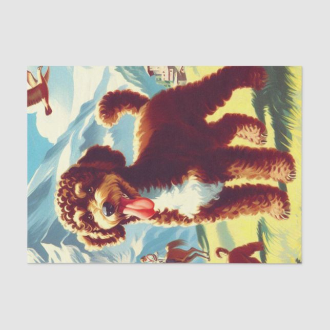 Papel De Seda Vintage Lagotto Romagnolo Dog Painting (Frente )
