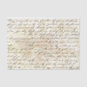 Papel De Seda Vintage - Letra Manuscrita - Decoupage do Mapa de