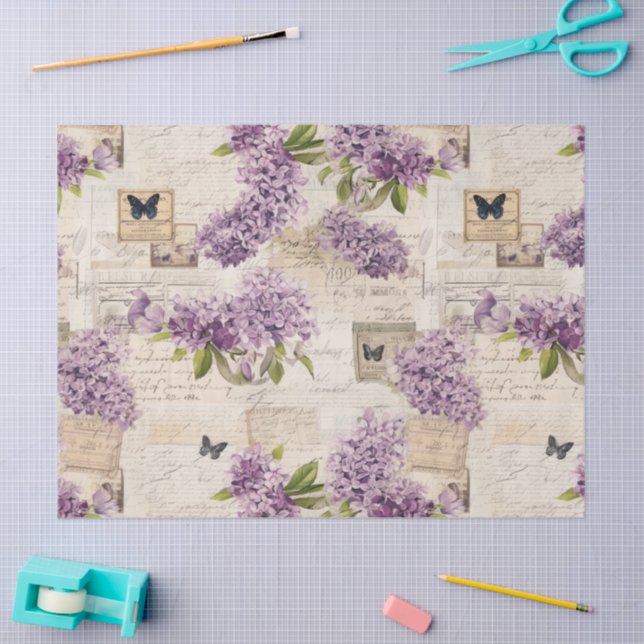 Papel De Seda Vintage Lilac Pattern (Arte )