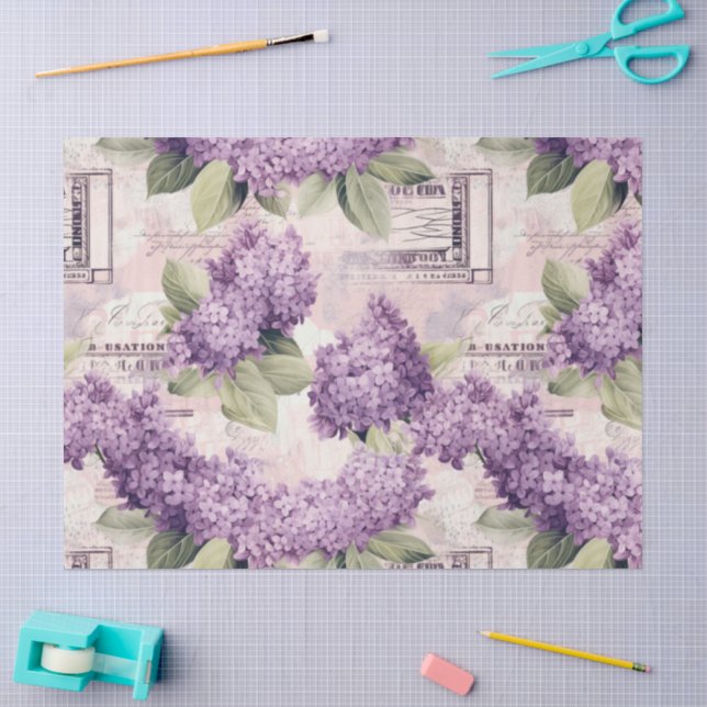 Papel De Seda Vintage Lilac Pattern (Arte )