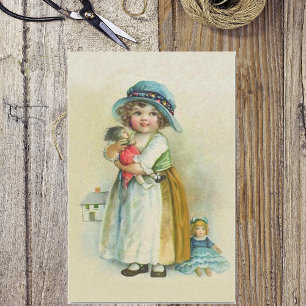 Papel De Seda Vintage Little Girl Chubby Cheira Bonecas De Chapé