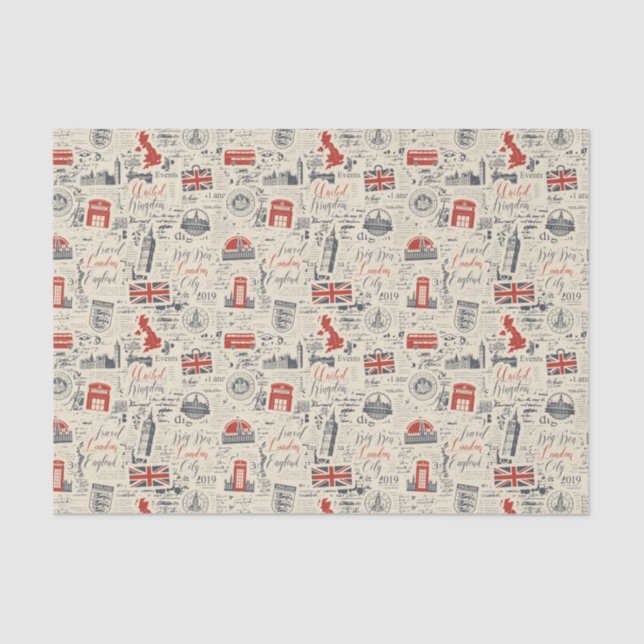 Papel De Seda Vintage London Tissue Paper (Frente )