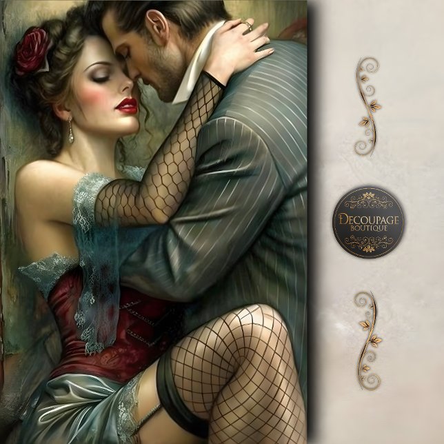 Papel De Seda Vintage Lovers Sensual Embrace Decoupage (Vintage Lovers Sensual Embrace Decoupage Tissue Paper)