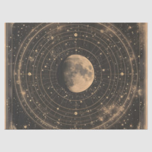 Papel De Seda Vintage Lunar Celestial Map Design