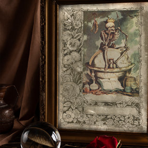 Papel De Seda Vintage Macabre dança do esqueleto do Dia das Bru