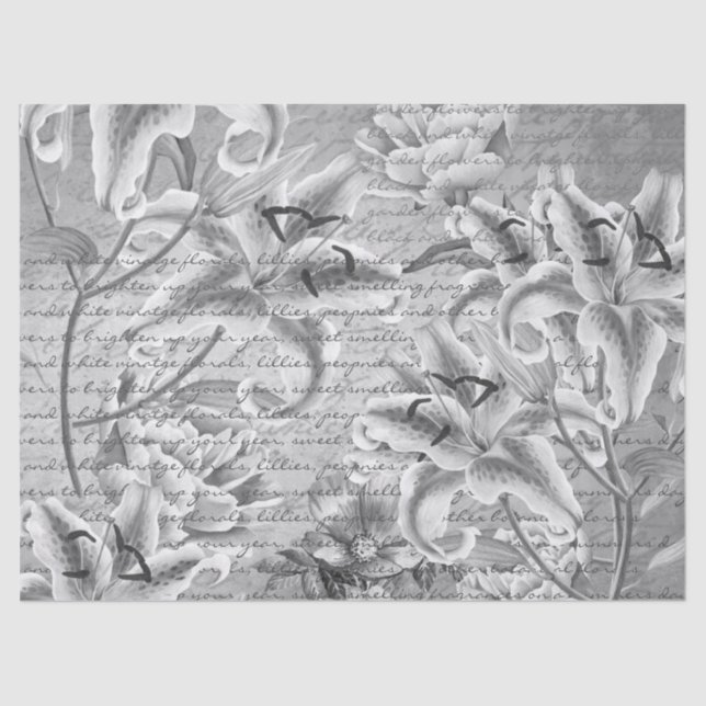 Papel De Seda Vintage Manusmão Escrita Floral (Frente )