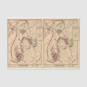 Papel De Seda Vintage Map of Gettysburg, julho de 1863 Decoupage