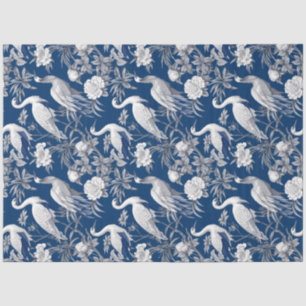 Papel De Seda Vintage marinho azul-China aves e flores