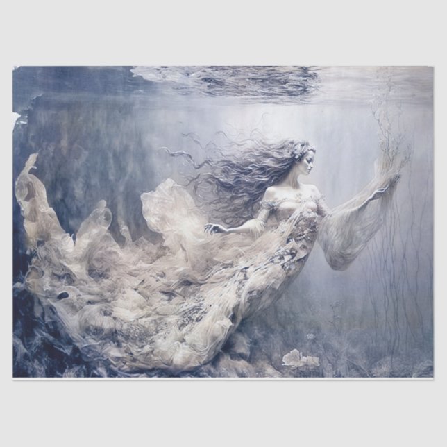 Papel De Seda Vintage Mermaid Tissue Paper (Frente )