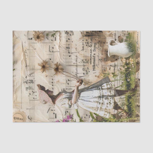 Papel De Seda Vintage Milkmaid Farmer Decoupage (Frente )