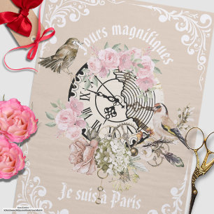 Papel De Seda Vintage moderna Ephemeral Filigree Floral Neutro