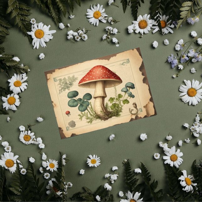 Papel De Seda Vintage Mushroom Toadstools (Criador carregado)