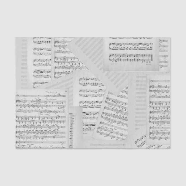 Papel De Seda Vintage Music Composition Collage Cinzas (Frente )