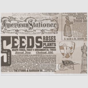 Papel De Seda Vintage News Paper Ads 20x30 Decoupage