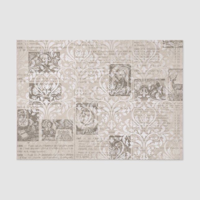 Papel De Seda Vintage Newsprint Collage (Frente )