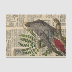 Papel De Seda Vintage Newsprint Parrot