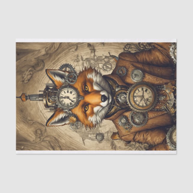 Papel De Seda Vintage Old Steampunk Fox (Frente )