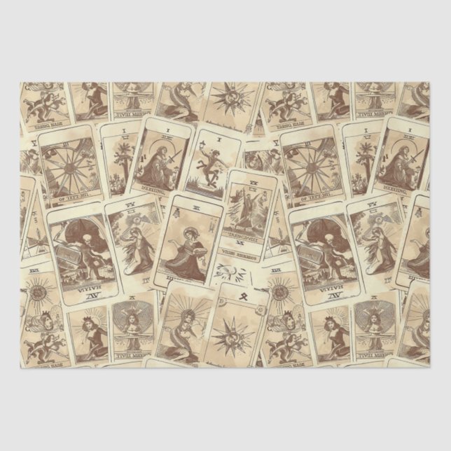 Papel De Seda Vintage - Olhe Sepia Tarot Cards (Frente )