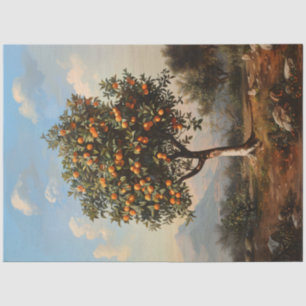 Papel De Seda Vintage Orange Tree Landscape Painting
