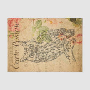 Papel De Seda Vintage Owl Floral Flowers