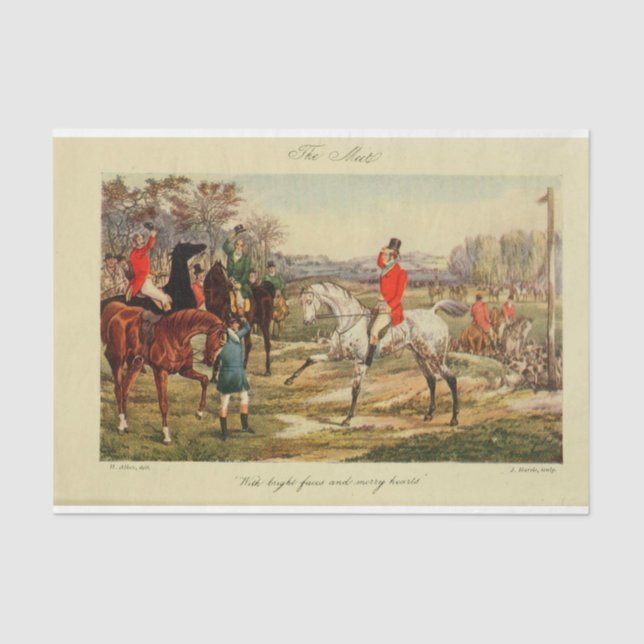 Papel De Seda Vintage Paisagem Fox Hunter Ephemera Decoupage (Frente )