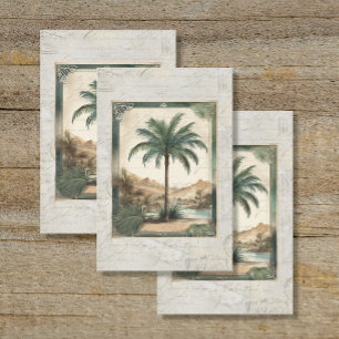 Papel De Seda Vintage Palm Tree Ocean Beach Ephemera 2 Decoupage