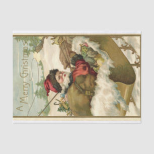 Papel De Seda Vintage Papai Noel com Brinquedos