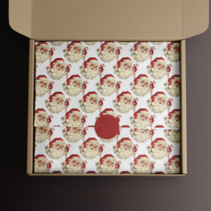 Papel De Seda Vintage Papai Noel com Candy Cane.