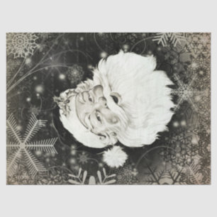 Papel De Seda Vintage Papai Noel com flocos de neve