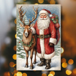 Papel De Seda Vintage Papais noeis Padre Reindeer de Natal