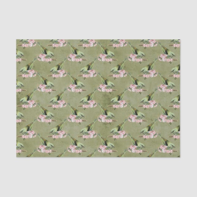 Papel De Seda Vintage Parakeet Floral (Frente )