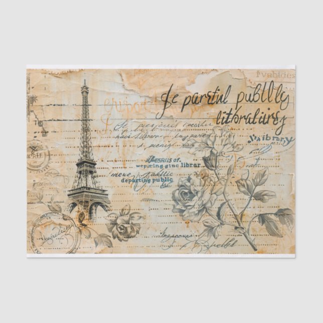 Papel De Seda Vintage Paris Collage Pattern (Frente )