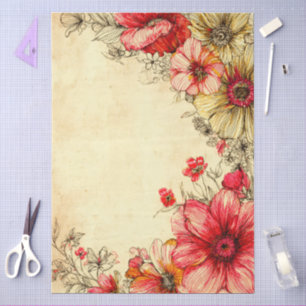 Papel De Seda Vintage Pastel Cottage Core Floral