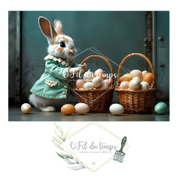 Papel De Seda Vintage Pastel Easter Bunny With Egg Basket